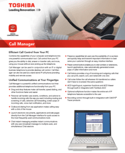 Toshiba Call Manager- Computer Call Control Application brochure