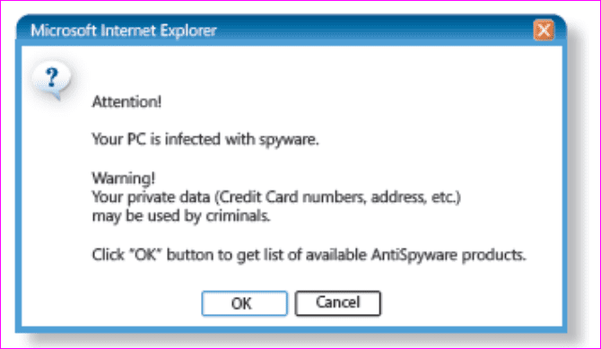 fake outlook pop-up message to test online cyber security awareness