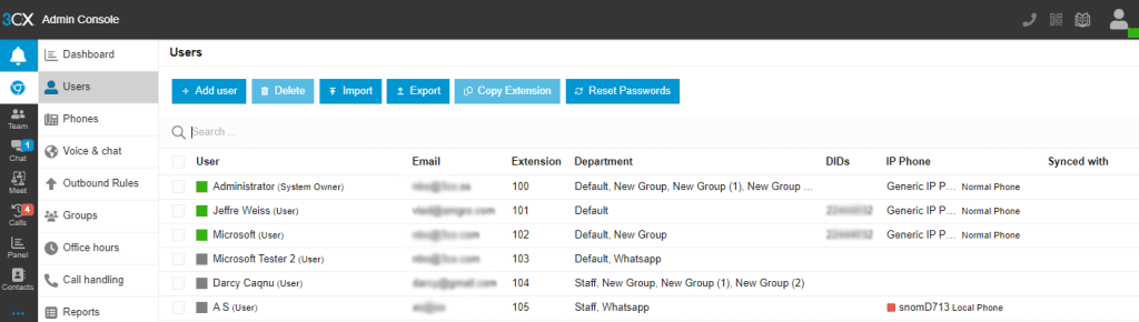 3CX v20 Admin Console